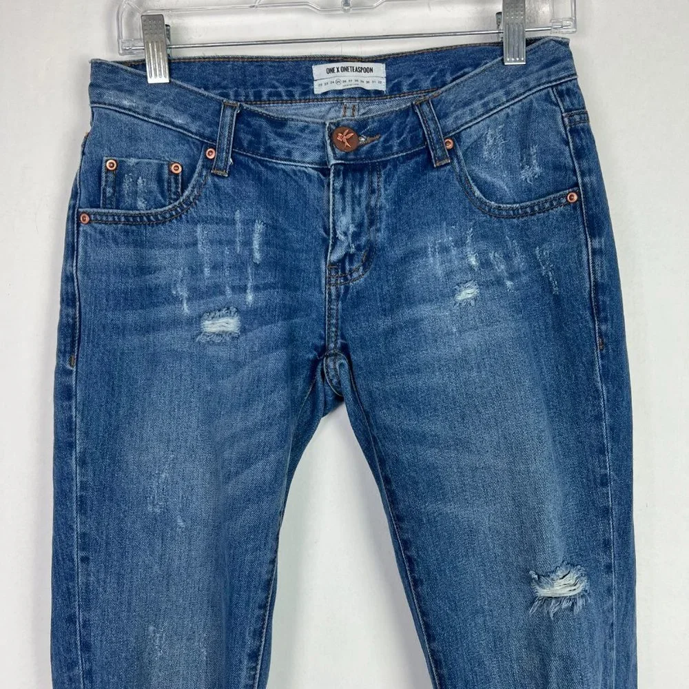 One Teaspoon Freebird Jeans Low Waist Rigid Skinny Leg Size 25 US Size 2 T2341 - Picture 2 of 15
